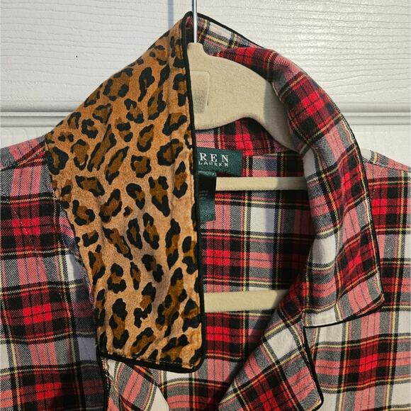 Ralph Lauren Woman's red plaid pajama set Top and Bottom size L - Picture 4 of 5